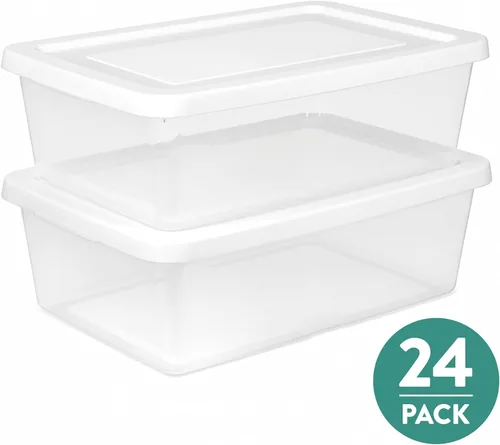 Miniatura 35 de Sterilite Paquete de 8 contenedores apilables con tapa, diseño de plástico transparente, 90 cuartos de galón