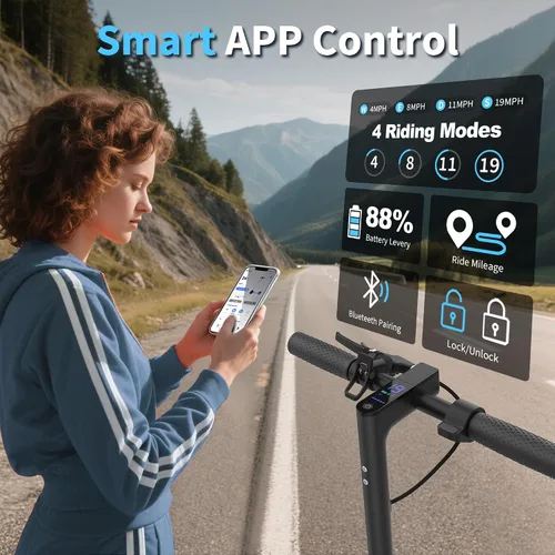 Miniatura 5 de WERHY H5PRO Scooter eléctrico con doble suspensión, motor sin escobillas de 350 W y 19 MPH, 15 millas de largo alcance, neumáticos sólidos de 8.5