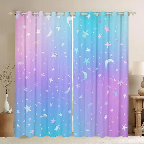 Cortinas opacas con purpurina degradado para niños, niñas, niños, mujeres, dormitorio, teñido anudado, arco iris, degradado, 38 pulgadas de ancho x