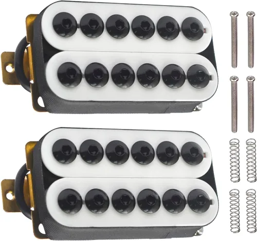 Miniatura 13 de SAPHUE Pastillas de guitarra eléctrica ajustables de bobina doble de metal Humbucker Punk para cuello/puente (Negro)