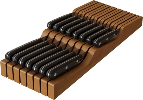 Miniatura 10 de Organizador de Cuchillos para Cajón - Organizador de Cuchillos de Cajón de Madera de Bambú - Bloque Organizador de Cuchillos Protector