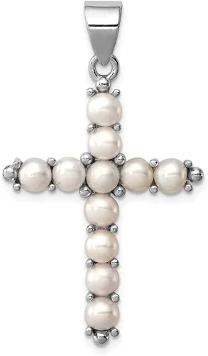Colgante de cruz de perlas cultivadas en agua dulce de plata de ley 36.417 1.654in x 25 mm