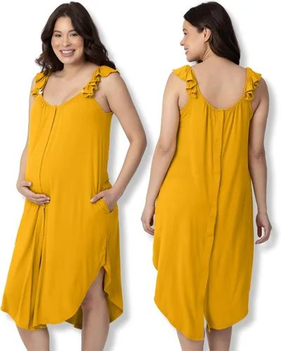 Kindred Bravely Vestido de parto y parto con correa de volantes Vestido de parto 3 en 1, parto y enfermería para hospital