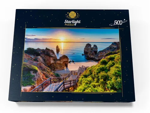 Miniatura 4 de MyPuzzle Camilo Beach (Praia Do Camilo) con mar turquesa en el fondo, Lagos, Algarve, Portugal, rompecabezas prémium de 100 piezas para adultos