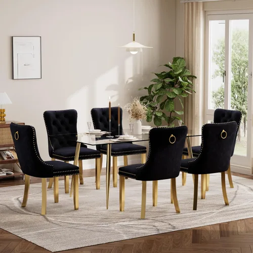Miniatura 99 de Baysitone Juego de mesa de comedor de vidrio de 51 pulgadas para 4, juego de 5 piezas moderno de comedor, mesa de cocina rectangular de vidrio con 4