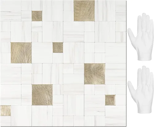 STICKGOO - Azulejo para salpicaduras de pared de pelar y pegar, para pegar en salpicaduras de pared para la cocina y el baño, PVC, mezcla de metal,