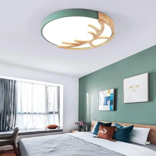 Miniatura 3 de Lámpara de techo redonda moderna plana redonda circular de montaje empotrado de 6500 K, lámpara de techo LED de madera, decoración de techo