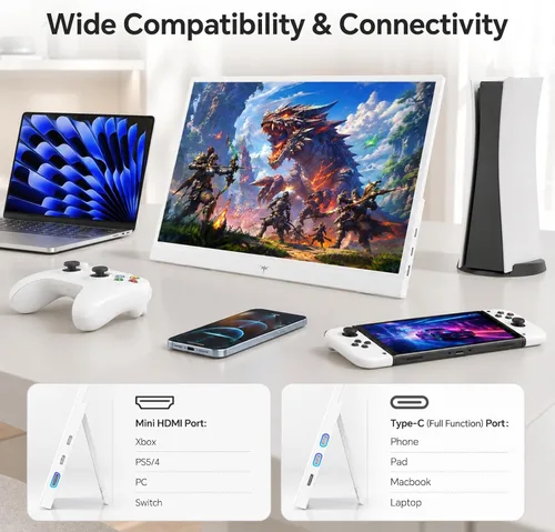 Miniatura 2 de KTC Portable Monitor 15.6 Inch, 1080P FHD USB-C HDMI Laptop Screen for Laptop Phone Mac PS5 Xbox Switch, IPS HDR Travel Second Screen Monitor