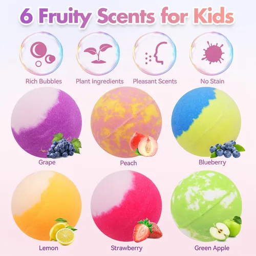 Miniatura 6 de Bombas de baño de unicornio con sorpresa en el interior para niñas, 6 bombas de baño para niños con joyas en el interior, set de baño de burbujas