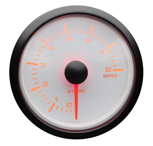 Miniatura 4 de MOTOR METER RACING Serie MGS Tacómetro Eléctrico de 52mm 2-1/16" 8000 RPM Dial Blanco Retroiluminación LED Blanca y Ámbar Impermeable para esfera