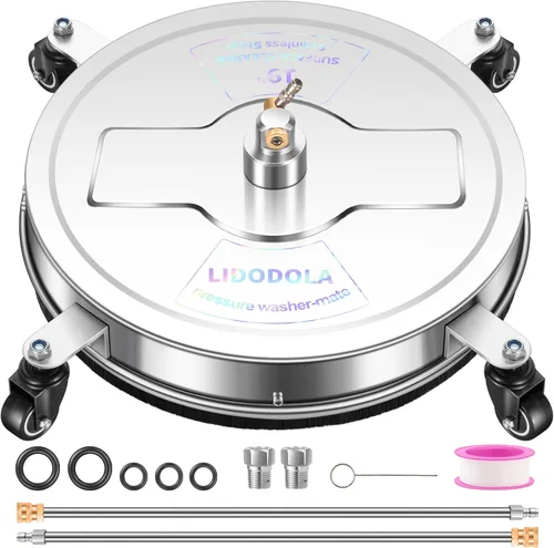 Miniatura 8 de Limpiador de superficies a presión de 19" con 4 ruedas - Limpiador de superficies de acero inoxidable para accesorio de lavadora a presión