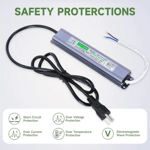 Miniatura 4 de Transformador LED impermeable IP67 de 12 V 60 W, fuente de alimentación de bajo voltaje con enchufe de 3 clavijas para cualquier luz LED al aire
