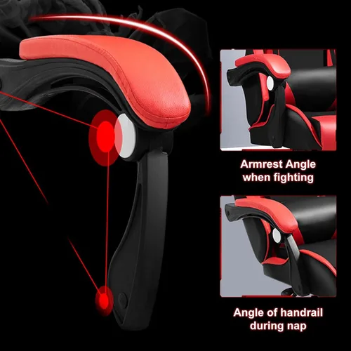 Miniatura 8 de Sillas de juegos para adultos, silla de computadora con reposapiés y respaldo alto ergonómico, luz LED, sillas giratorias de 360° en altura