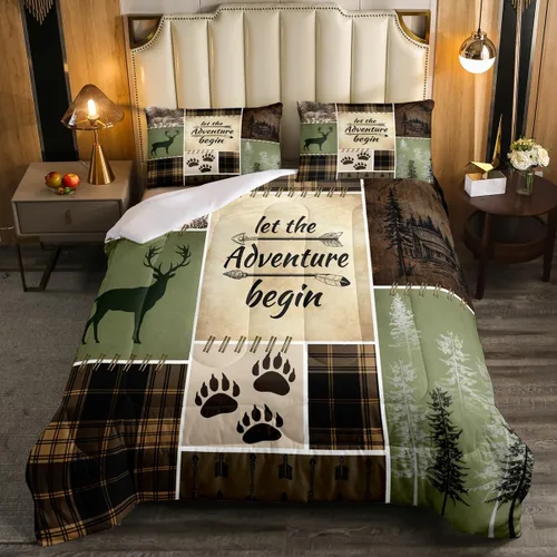 Miniatura 17 de Erosebridal Juego de edredón rústico de ciervos para niños, adolescentes y adultos, juego de ropa de cama tamaño individual con temática de caza