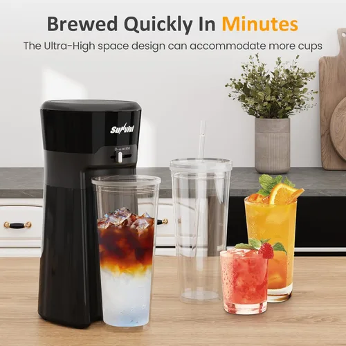 Miniatura 3 de SUNVIVI Cafetera de Café Helado de 20 Oz para Café Molido, Preparador de Té Frío con Filtro de Café Reutilizable y Jarra Aislada, Máquina de Una