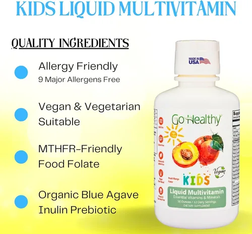 Miniatura 2 de Multivitamínico Go Healthy para niños: alimento integral vegetariano a base de plantas líquido 32 porciones