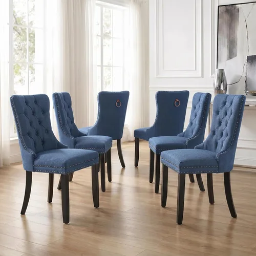 Miniatura 106 de Velvet Dining Chairs Set of 2, Tufted High Chairs with Nailhead Trim, Pull Ring, Black Solid Wood Legs, Elegant Upholstered Accent Chairs for Dining