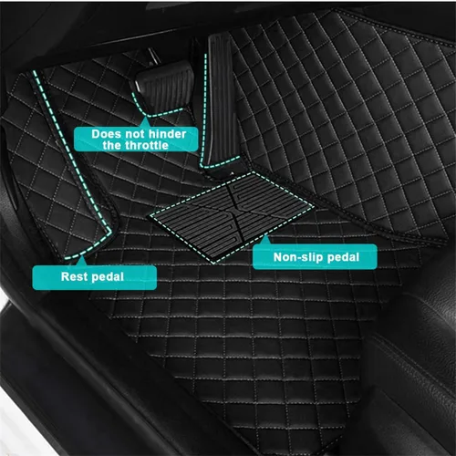 Miniatura 6 de Alfombrillas de coche personalizadas, adecuadas para el 98% de los modelos de automóviles, alfombrillas antideslizantes de cuero sintético PU, Beige