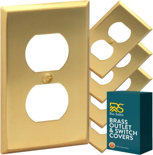 Rio Salto BRASS - Cubierta de pared de metal dorado para toma de corriente o interruptor de luz, placa de pared resistente a la corrosión, cubierta