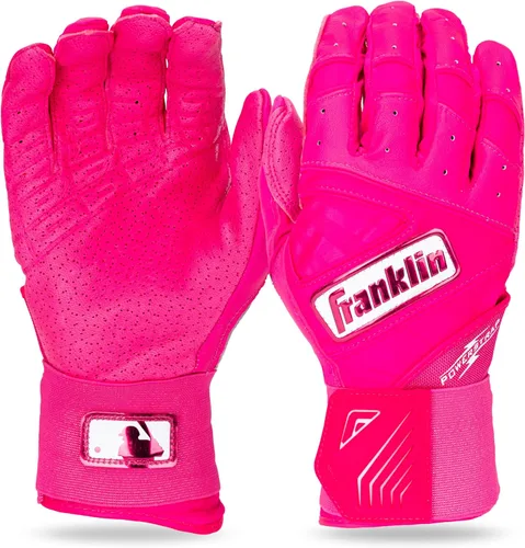 Miniatura 24 de Franklin Sports MLB - Guantes de bateo Infinite Powerstrap para béisbol + sóftbol de puño largo, para adultos y jóvenes Blanco/Dorado