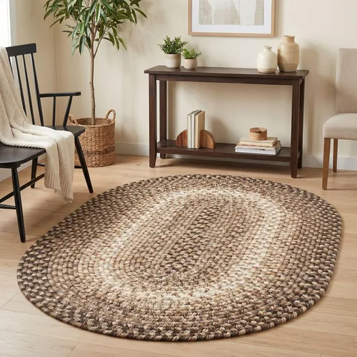 Super Area Rugs Alfombras Trenzadas 3X5 Alfombra de Cocina Estilo Granja - Alfombra Trenzada Ridgewood para Sala de Estar - Reversible - Terciopelo