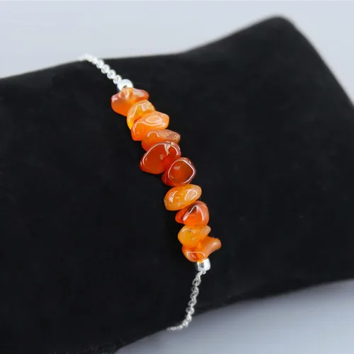 Miniatura 6 de Gempires Real Carnelian Bar Bracelet, Energy Healing Crystals With 7 + 1 Inch Silver Plated Adjustable Chain (Carnelian)
