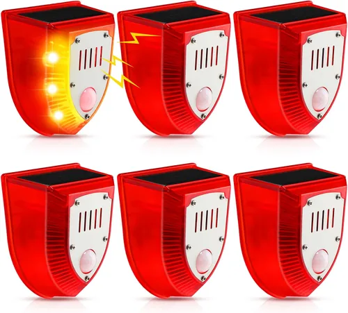 Miniatura 8 de Qualirey Detector de movimiento de alarma solar con sensor de movimiento al aire libre de 129 db, luz estroboscópica para perro, detector de alarma
