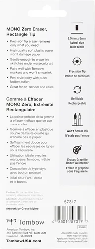 Miniatura 2 de Tombow MONO paquete económico de borrador cero, rectángulo, 1 paquete de 0,09 pulg., Blanco
