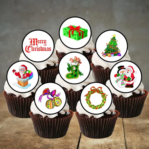 Miniatura 5 de PRECUT - Decoración comestible para tartas de Navidad, decoración de baby shower de Navidad para decoración de pasteles, decoración comestible