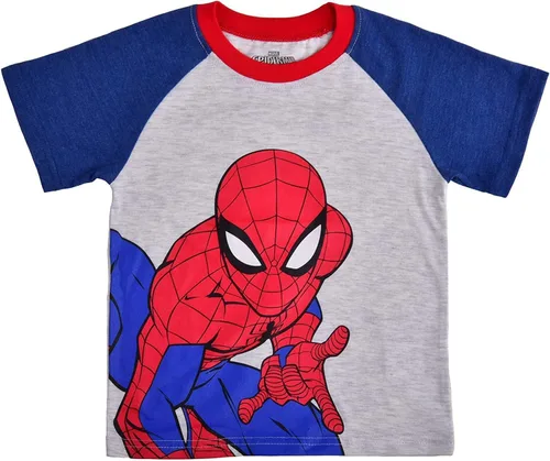 Miniatura 2 de Marvel Spider-Man - Conjunto de camiseta y pantalón deportivo de manga corta para niños pequeños y grandes - AzulRojoGris