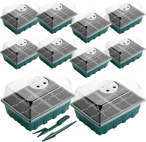 Miniatura 9 de Mr. Pen - Kits de bandejas de inicio de semillas, juego de 5, total de 200 celdas, bandejas duraderas para germinación de plantas con cúpulas