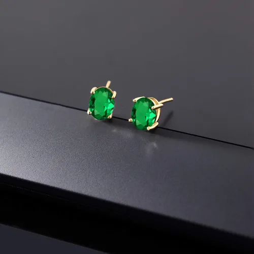 Miniatura 315 de Gem Stone King Aretes de oro de 14 quilates con piedra natal ovalada de 0.315 x 0.236 in Aretes de oro para mujer