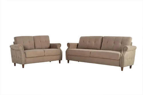 Miniatura 17 de Container Furniture Direct Tapizado ultra moderno con botones capitoné en la parte trasera con brazos enrollados para sala de estar, galleta