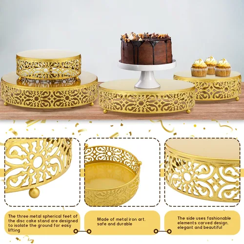 Miniatura 3 de Lallisa Juego de soportes redondos de metal de 4 niveles para tartas de 6, 8, 10, 12 pulgadas, para postres, decoración para bodas, cumpleaños