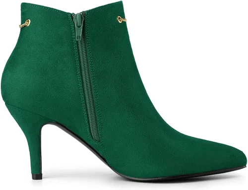 Miniatura 6 de Allegra K Botines de tacón de aguja con cremallera lateral y punta puntiaguda para mujer