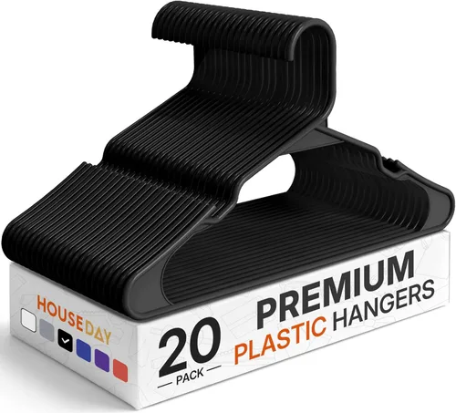 Miniatura 15 de HOUSE DAY Perchas de Plástico Premium Paquete de 10, Perchas para Ropa que Ahorran Espacio, Colgador Resistente para Abrigos - Organizadores