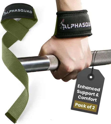 Miniatura 11 de ALPHASQUAD Correas de levantamiento para levantamiento de pesas – Correas de muñeca resistentes para levantamiento de pesas con envolturas