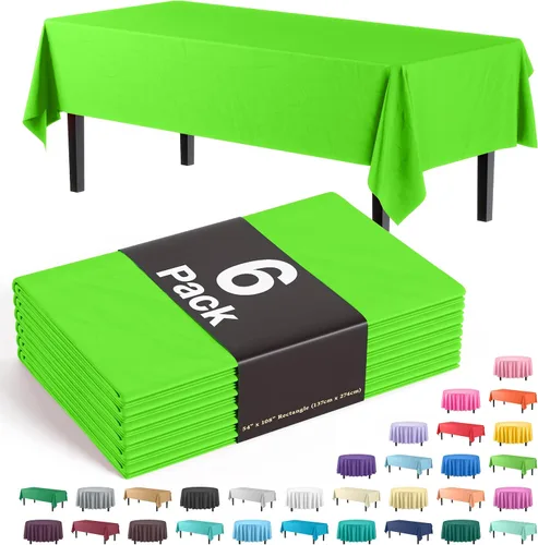 Miniatura 18 de Party Solids Paquete de 6 manteles de plástico prémium de 54 pulgadas x 108 pulgadas. Cubierta de mesa rectangular de plástico - Aqua