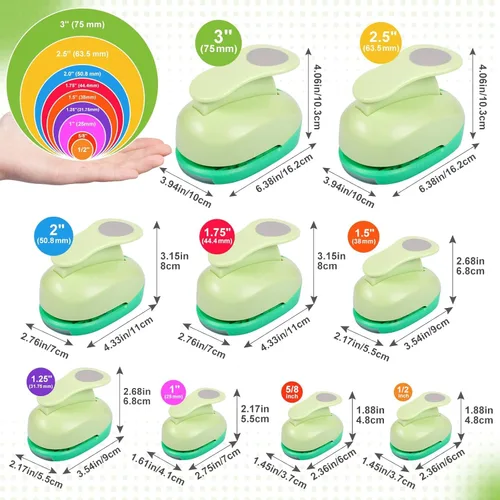 Miniatura 2 de UCEC Perforadora de papel, perforadora de círculos de 3 pulgadas, perforadora grande de agujeros, círculos de papel, perforadora para manualidades