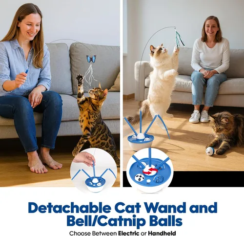 Miniatura 3 de Pawingcat Juguete automático para gatos, juguete interactivo para gatos, bolas de hierba gatera 7 en 1, juguetes desmontables para gatos adultos