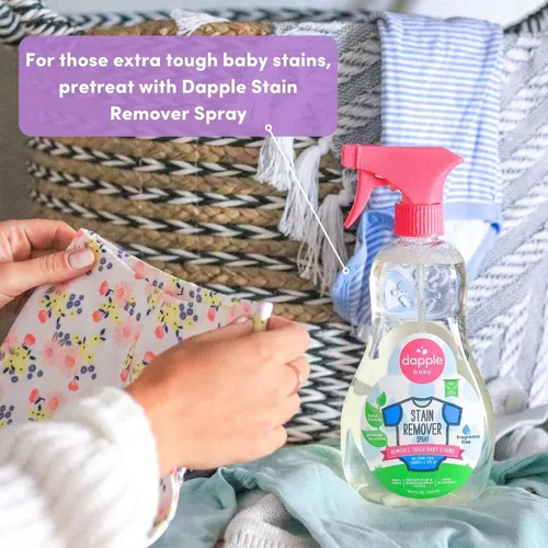 Miniatura 7 de Dapple Detergente para ropa de bebé, impulsado por plantas, concentrado, hipoalergénico, sin fragancia, paquete ecológico, quitamanchas, 34 fl oz