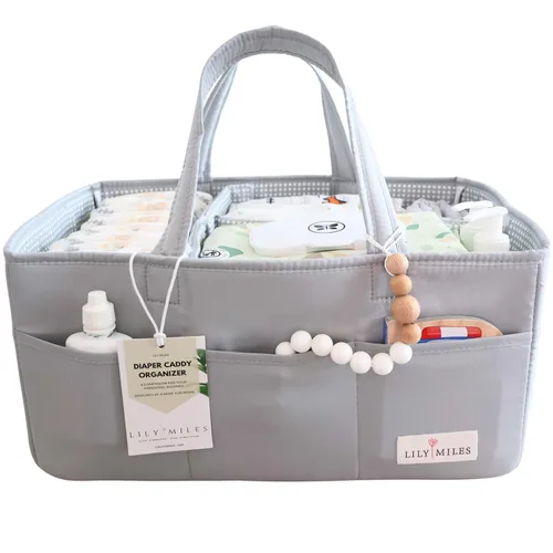 Miniatura 13 de Lily Miles Organizador de pañales para bebé, cesta de regalo para baby shower para niños o niñas recién nacidos, artículos imprescindibles