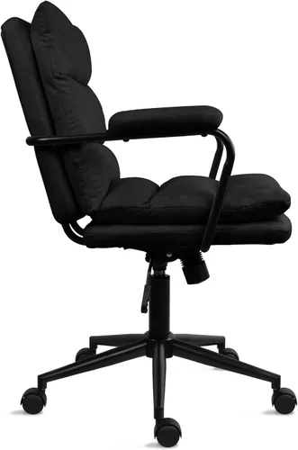 Miniatura 6 de 2xhome Juego de 2 modernas sillas de oficina con respaldo medio, asiento y respaldo acolchados Silla de dibujo tapizada de tela suave Diseño