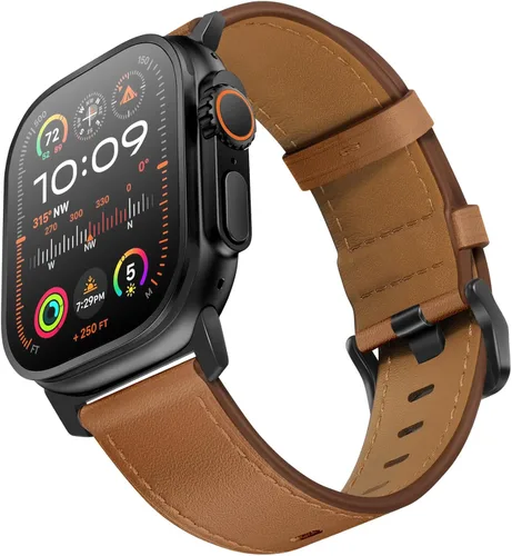 Miniatura 13 de UUPWPOKT - Correa de cuero compatible con Apple Watch Ultra 3/2/1 de 49/46/45/44/42 mm, correa de cuero genuino para iWatch Ultra Series 11 10 9 8 7