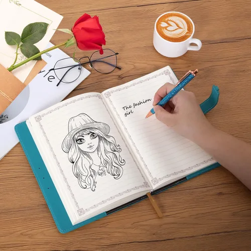 Miniatura 4 de Diario con candado en forma de corazón con bolígrafo, tamaño A5, cuero sintético PU suave, diario con cerradura, planificador personal, cuaderno