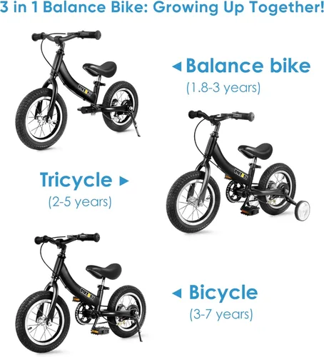 Miniatura 2 de Balance Bike 2 in 1,The Dual Use of a Kids Balance Bike and Toddler Bike, for 2 3 4 5 6 7 Years Old -12 14 16 Inches with Training Theory, Brake