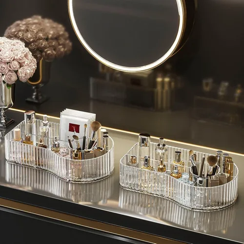 Miniatura 2 de Organizador de maquillaje transparente para tocador, almacenamiento acrílico para el cuidado de la piel y organización de maquillaje