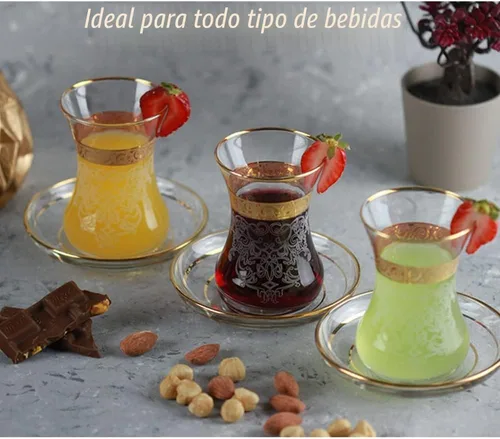 Miniatura 3 de Juego de 6 vasos de té turcos vintage para mujeres, cristalería, fiesta, estilo árabe, tazas de té marroquíes persas, para adultos, bandeja