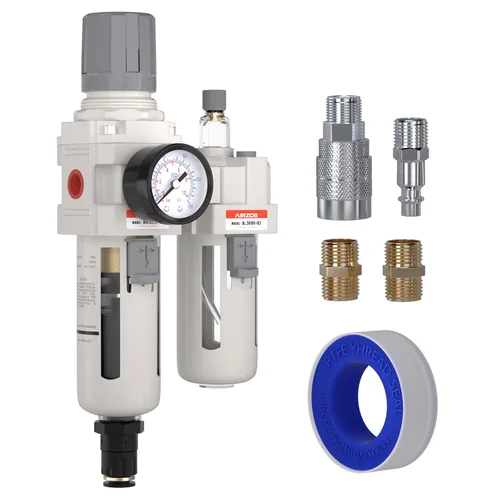 Miniatura 8 de AIRZOE 1" NPT Regulador de Filtro de Aire Comprimido Lubricador Combo, Separador de Agua para Compresor de Aire AC5010-10, Elemento de Latón de 5