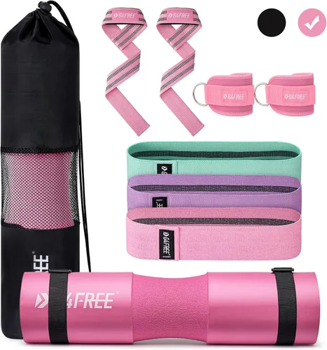 G4Free Juego de 9 almohadillas para pesas para sentadillas, empujes de cadera, estocadas, día de piernas, barras olímpicas estándar con 2 correas de